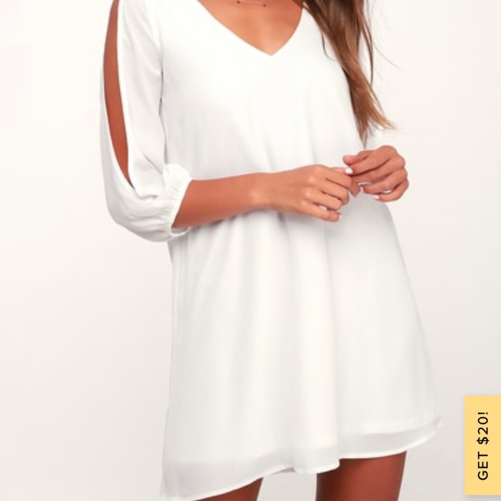 Lulu’s Shifting Dears Ivory Long Sleeve Dress